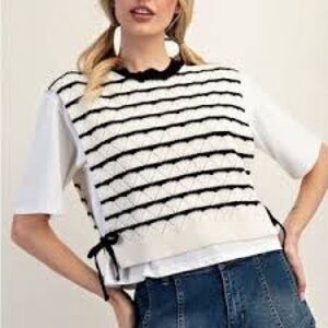 NEW Zara Sz S Combination Tricot Crochet Vest Top